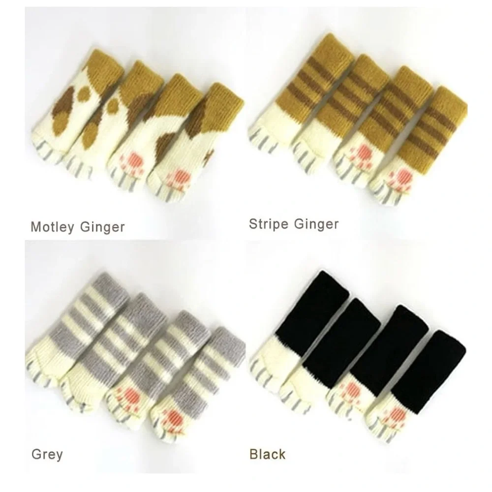 NIP UrsoKuz Cat Paw Design Chair Leg Socks, Set of 16 Cute Cat Patterns, Protect